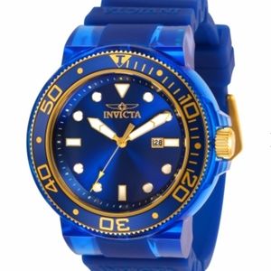 Invicta Pro Diver Anatomic Men's Watch - 51.5mm, Blue/Gold, Transparent (32336)